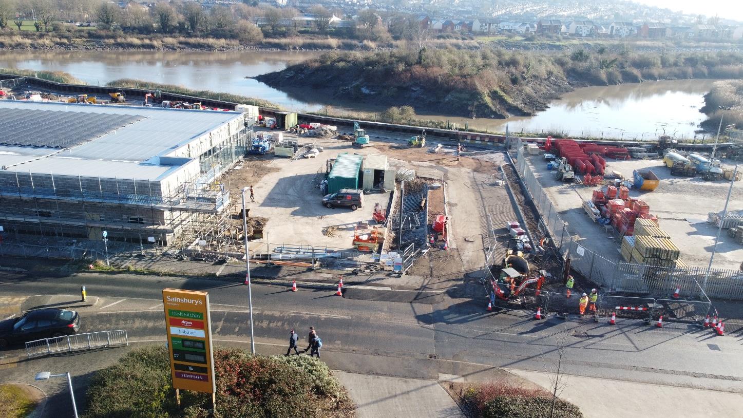 Aldi Albany Street, Crindau, Newport - Drone shots 6 weeks to handover