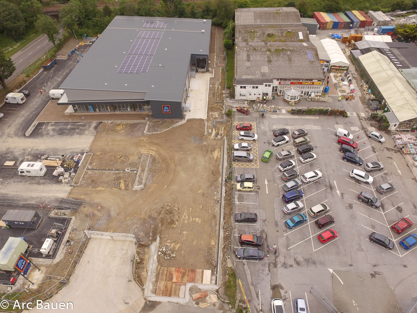 Aldi Plympton site progress photos from a drone 18.06.20